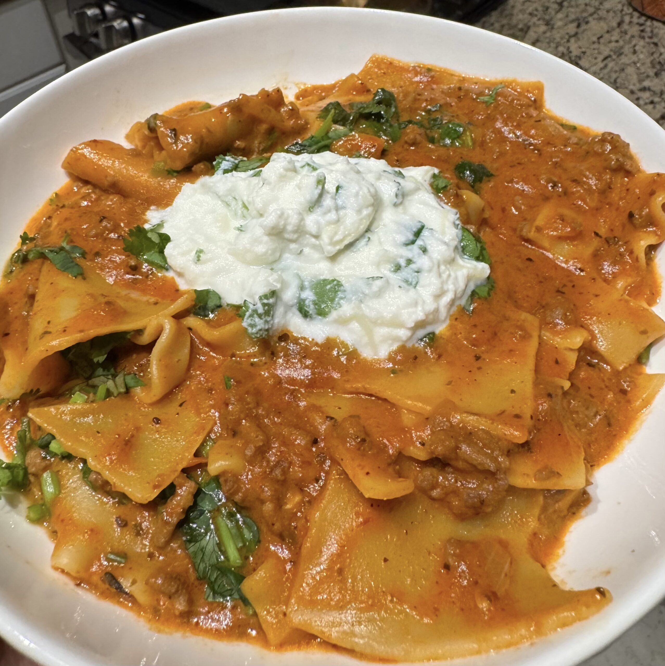Creamy Three-Cheese Lasagna Soup